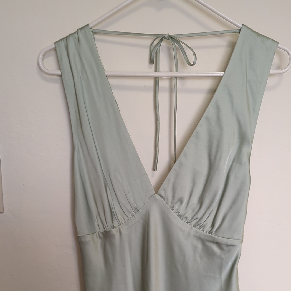 Abercrombie & Fitch Lush Green Plunge Cowl Back Maxi In SP